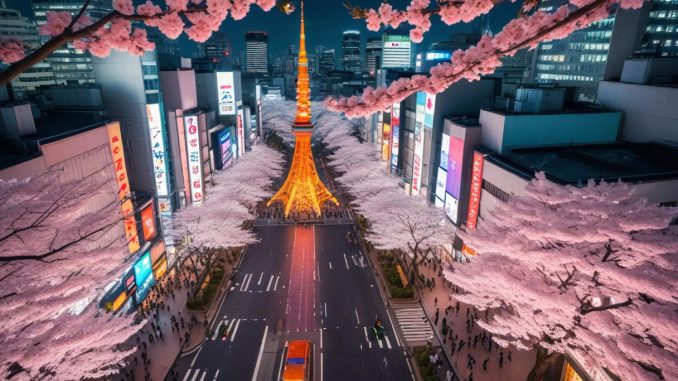 Upptäck en fantastisk stad i Japan illustration